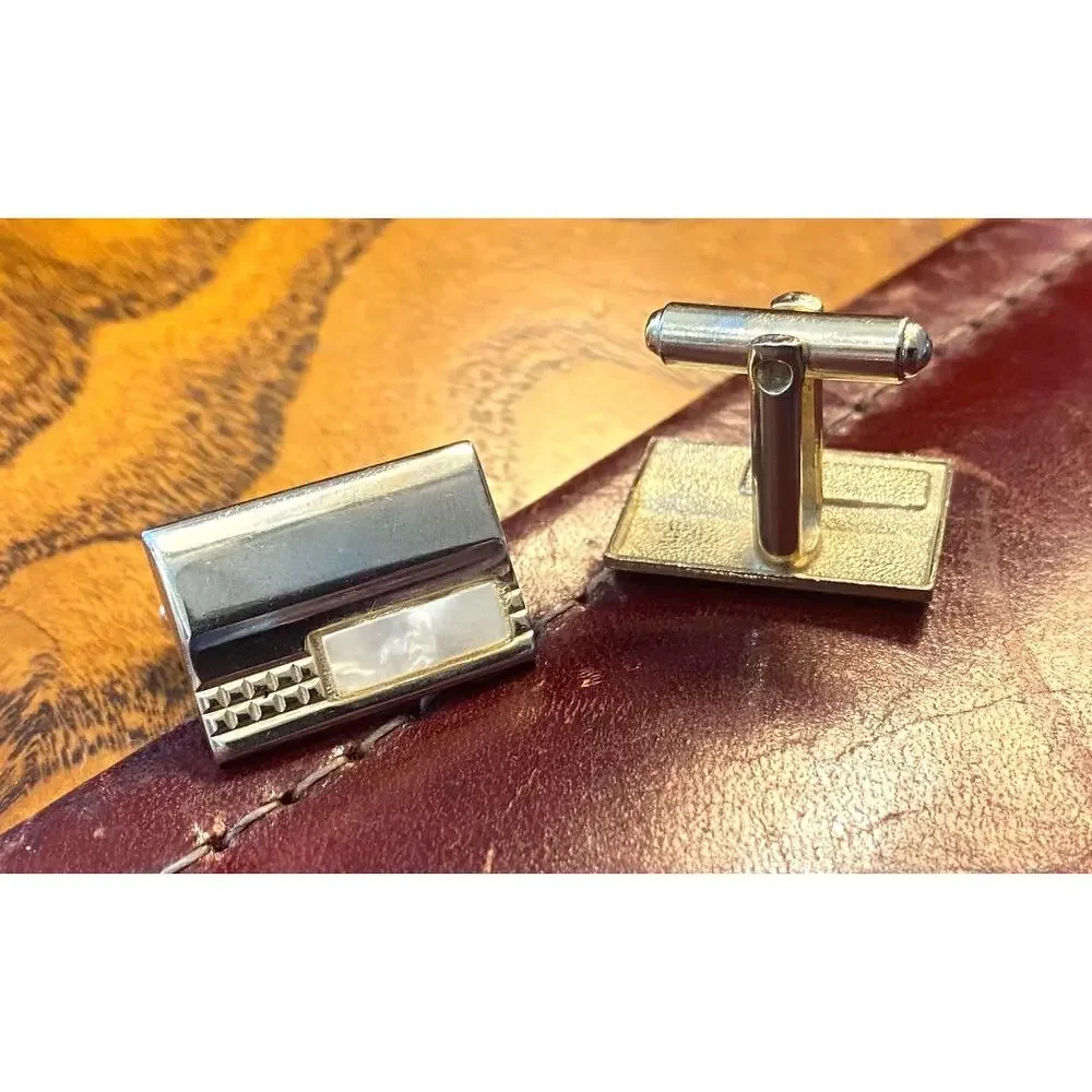 VTG Gold Tone Cufflinks with MOP Inlay